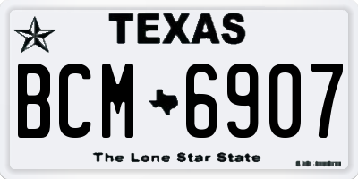 TX license plate BCM6907