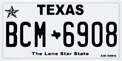 TX license plate BCM6908