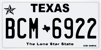 TX license plate BCM6922