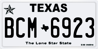 TX license plate BCM6923