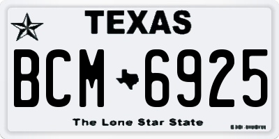 TX license plate BCM6925