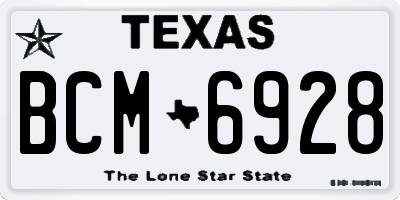 TX license plate BCM6928