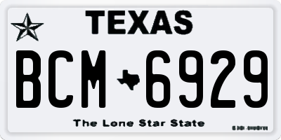 TX license plate BCM6929