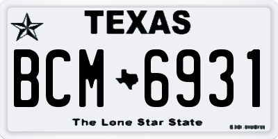 TX license plate BCM6931