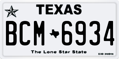 TX license plate BCM6934