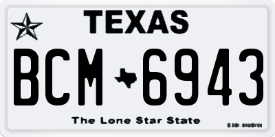 TX license plate BCM6943