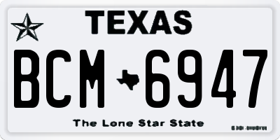 TX license plate BCM6947