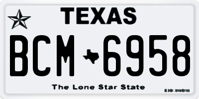 TX license plate BCM6958