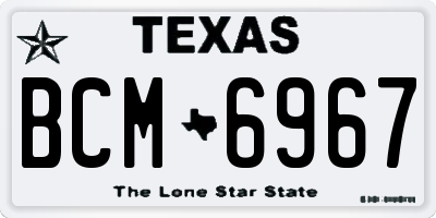 TX license plate BCM6967
