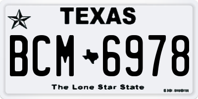 TX license plate BCM6978