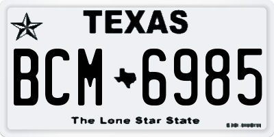 TX license plate BCM6985