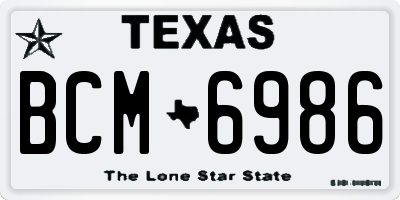 TX license plate BCM6986
