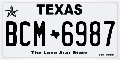 TX license plate BCM6987
