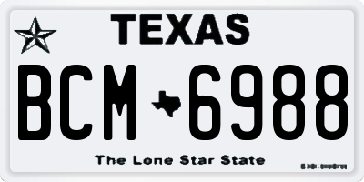 TX license plate BCM6988