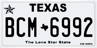 TX license plate BCM6992