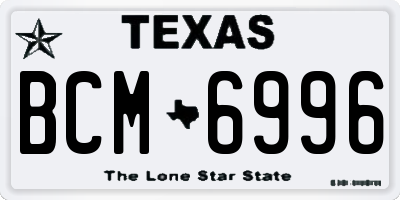 TX license plate BCM6996