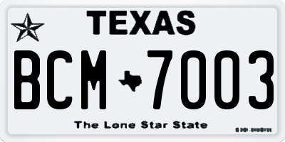 TX license plate BCM7003