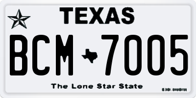 TX license plate BCM7005