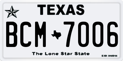 TX license plate BCM7006