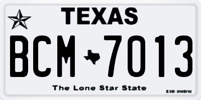 TX license plate BCM7013