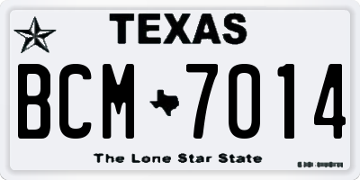 TX license plate BCM7014