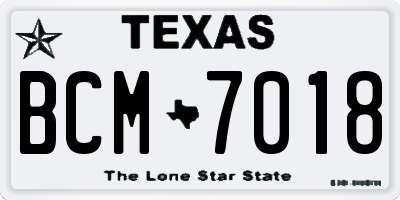 TX license plate BCM7018