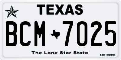 TX license plate BCM7025