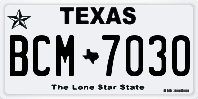 TX license plate BCM7030