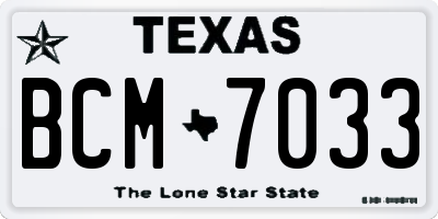 TX license plate BCM7033