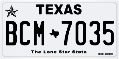 TX license plate BCM7035