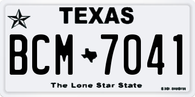TX license plate BCM7041