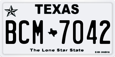 TX license plate BCM7042
