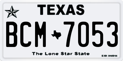 TX license plate BCM7053