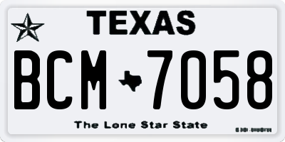 TX license plate BCM7058