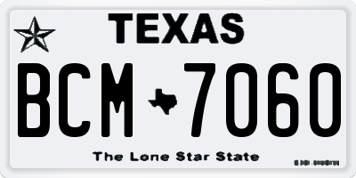 TX license plate BCM7060