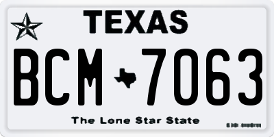 TX license plate BCM7063