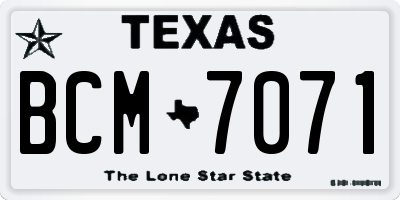 TX license plate BCM7071