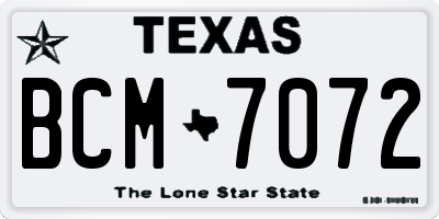 TX license plate BCM7072