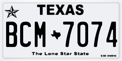 TX license plate BCM7074