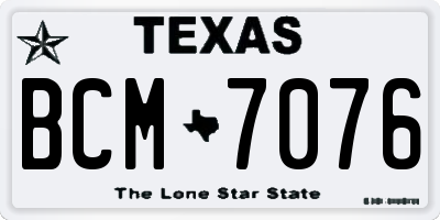 TX license plate BCM7076