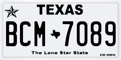 TX license plate BCM7089
