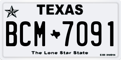TX license plate BCM7091