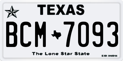 TX license plate BCM7093