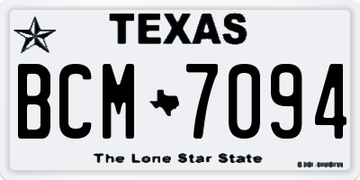 TX license plate BCM7094