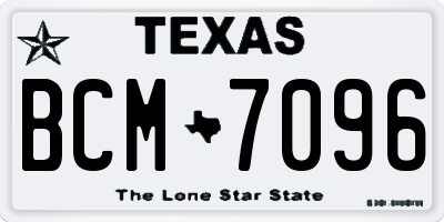 TX license plate BCM7096
