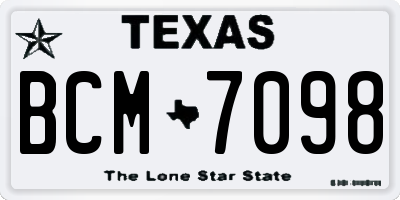TX license plate BCM7098