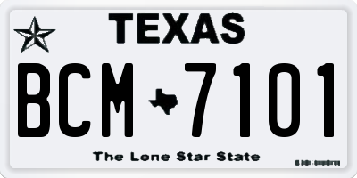 TX license plate BCM7101