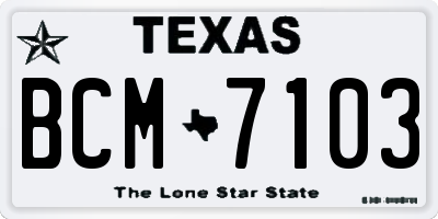 TX license plate BCM7103