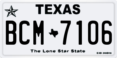 TX license plate BCM7106