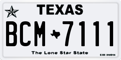 TX license plate BCM7111